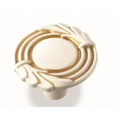 Ручка кнопка для мебели Валмакс FB-055 000, 0 мм, золото прованс 1013 жемчужно-белый матовый (ТЗ).