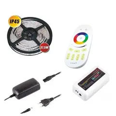 Комплект лента RGB 150 LED IP45 5m 10 мм, пульт RF RGB на 4 зоны блок питания PLD 38W/5m арт.ZLF-RGB-5M-02W