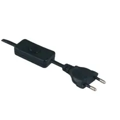 Провод с вилкой 2м 2x0,75mm2 с ручным выключателем черный арт.PRZ-2M-PC1-CZARNY