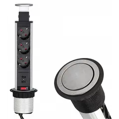 Удлинитель LIFT BOX 3xSchuco(розетка) 2xUSB, серый, провод 1,8 м арт.LIFTBOX-STD-3DE-U-01