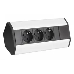 Удлинитель CORNER BOX 3xSchuco(розетка), алюм, провод 1,8 м арт.CORNERBOX-ALU-3DE