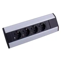 Удлинитель CORNER BOX 4xSchuco(розетка), алюм, провод 1,8 м арт.CORNERBOX-ALU-4DE