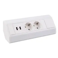 Удлинитель CORNER BOX 2xSchuco(розетка) 2xUSB, белый, провод 1,8 м арт.CORNERBOX-BI-2DE-U