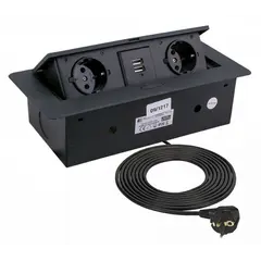 Удлинитель KOMBIBOX 2xSchuco(розетка) 2xUSB черный, провод 3 м арт.KOMB-CZ-2DE-USB-M1W