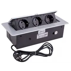 Удлинитель KOMBIBOX 3xSchuco(розетка) алюм, провод 3 м арт.KOMB-ALU-DE-M01W