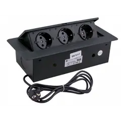 Удлинитель KOMBIBOX 3xSchuco(розетка) черный, провод 3 м арт.KOMB-CZ-DE-M01W