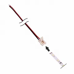 Коннектор для LED ленты 8 мм, 10,5*16*4,5 , кабель 2 м, луженые контакты арт.MO-LF08-2M-D1M-WG