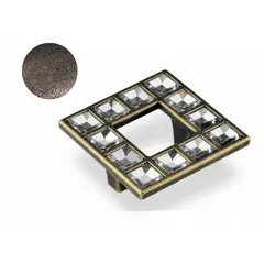 Ручка для мебели кнопка Валмакс FM-104 032, 32 мм, старая медь/кристалл.