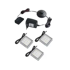 Комплект светильник LED SQUARE 2 (3 шт + блок питания) 4000К, провод 2 м, алюминий арт.ZSQUARE-3P-AL-NU-02W