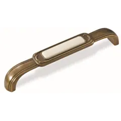 Ручка скоба для мебели Sagittario FS-139 128, 128 мм, бронза полированная/белый (ТЗ).