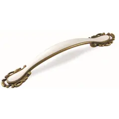 Ручка скоба для мебели Sagittario FS-141 096, 96 мм, бронза полированная/белый (ТЗ).