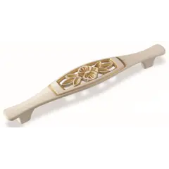 Ручка скоба для мебели Sagittario FS-129 128, 128 мм, золото прованс/1013 жемчужно-белый матовый (ТЗ).