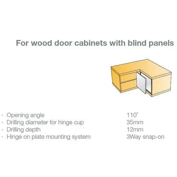 Петля мебельная Titus T-Type Glissando для фальшпанели с доводчиком 110/45/17 мм для машинной установки. Арт: 701-0D36-650-00 - 1