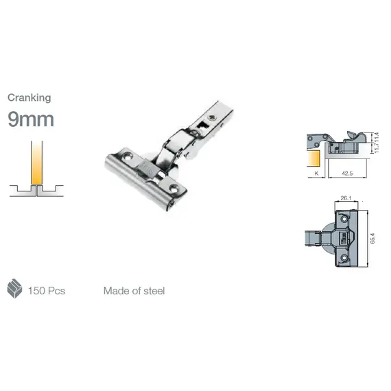 Петля мебельная Titus T-Type Glissando 90 градусов с доводчиком 110/45/9 мм для машинной установки. арт.701-0CT1-650-00 - 3