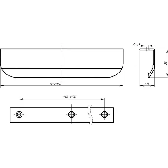 Ручка-профильная PN(15) 04.00.096.148 St светлый (спец.уп. с-з 3.5ч12 по 2шт) - 1