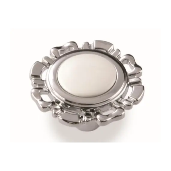 Ручка для мебели грибок Sagittario FB-033 000 Cr, 0 мм, хром глянцевый/белый (ТЗ)