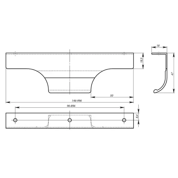 Ручка-профильная PN(16) 02.16.384.446 St светлый - 1