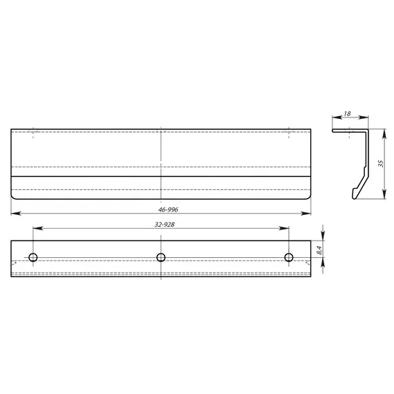 Мебельная ручка Валмакс PN(15) 03.00.096.146 St, профиль 96 мм, сатин светлый. - 1