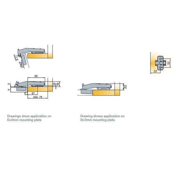 Петля мебельная Titus S-Type i3 для фальшпанелей (90гр) 110/45/18 мм. арт.242-0Y45-650-00 - 1