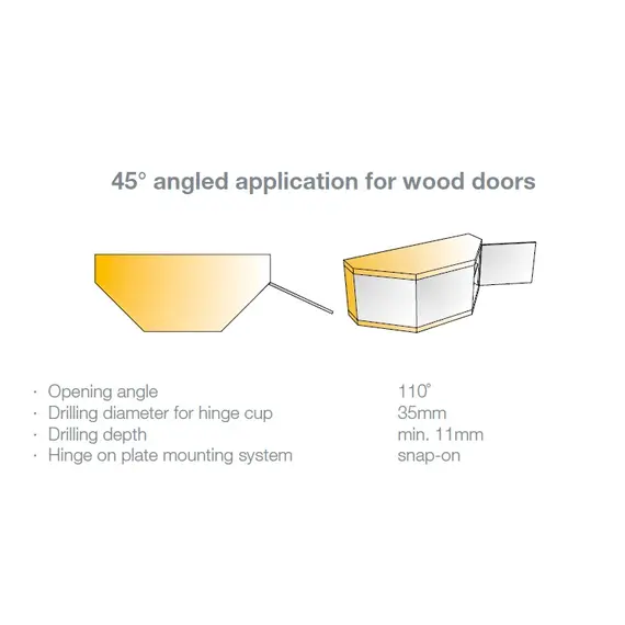 Петля мебельная Titus S-Type i3 угловая (45гр) 110/45/18 мм. арт.242-0G76-650-00 - 3