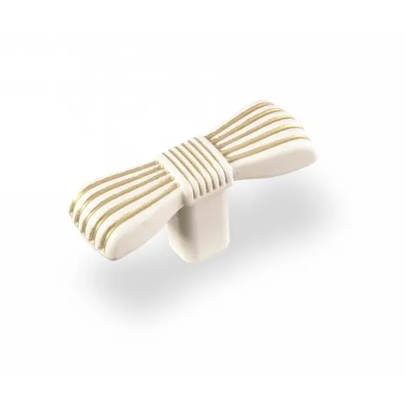 Ручка для мебели кнопка Sagittario FB-061 000, 0 мм, золото прованс/1013 жемчужно-белый матовый (ТЗ)