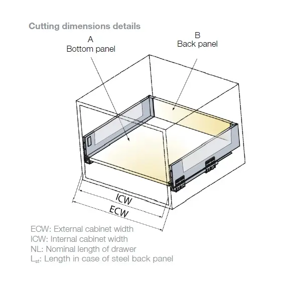 Выдвижной ящик со стеклянными стенками Titus Tekform slimline DW145 400 мм, стекло, белый арт. 655-7W40-152-00 - 3