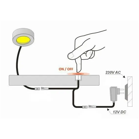 Выключатель сенсорный LED 12VDC 24W белый арт.WYL-SENS-24W-BI-02 - 1
