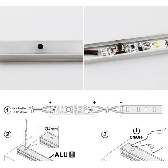 Выключатель в LED профиль MS60 Micro Switch 12VDC 60W, провод 2 м арт.WYL-MS60-02W - 2