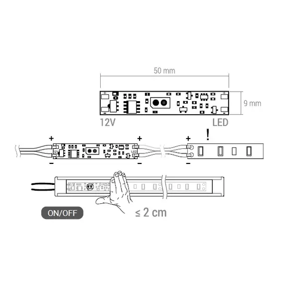 Выключатель в LED профиль IR KX36 12VDC 3A, провод 2 м арт.WYL-KX36-IR-02W - 1