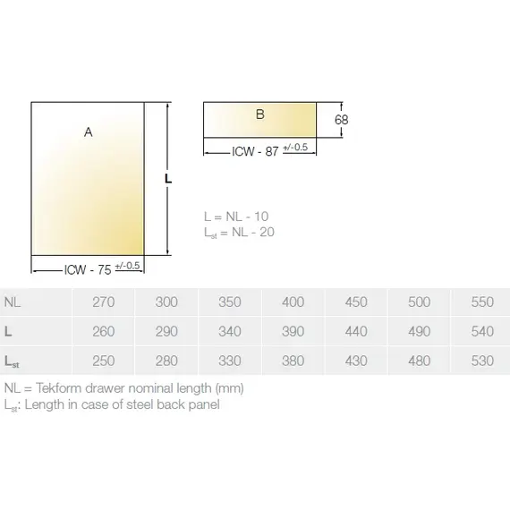 Выдвижной ящик со стеклянными стенками Titus Tekform slimline DW70 450 мм, стекло, белый арт. 655-7U45-152-00 - 1