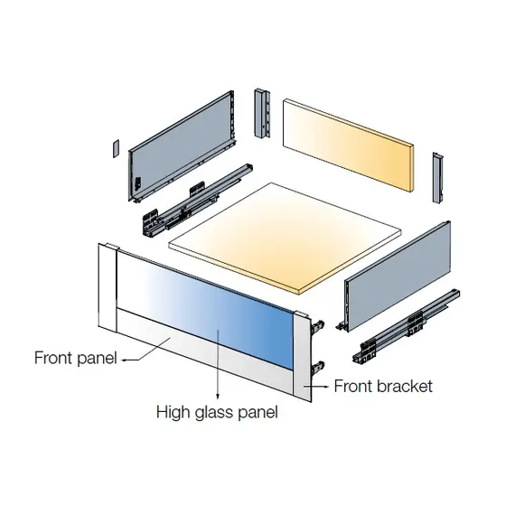 Панель стеклянная фронтальная внутренняя для ящиков Tekform slimline DW145 арт.655-8096-392-00 - 1