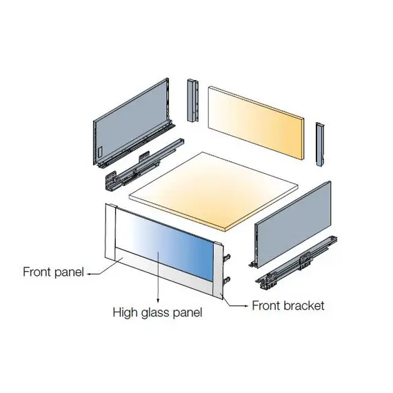 Соединитель фронтальный для ящиков Tekform slimline DW182 с высоким стеклом, белый арт.655-8172-350-00 - 1