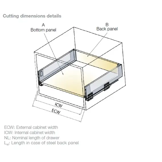 Выдвижной ящик со стеклянными стенками Titus Tekform slimline DW70 450 мм, стекло, антрацит арт. 655-7U45-187-00 - 2