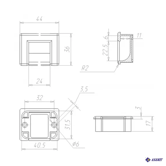 Ручка врезная Кламет РВ-32, 32 мм, хром матовый - 1