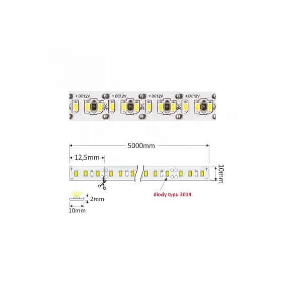 LED лента PREMIUM 1200 LED 3014 IP20 10 мм 3000К 90W/5m CRI>80 арт.R-3014-1200-20-30K-2 - 1