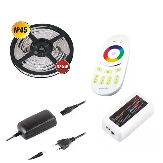 Комплект лента RGB 150 LED IP45 5m 10 мм, пульт RF RGB на 4 зоны блок питания PLD 38W/5m арт.ZLF-RGB-5M-02W