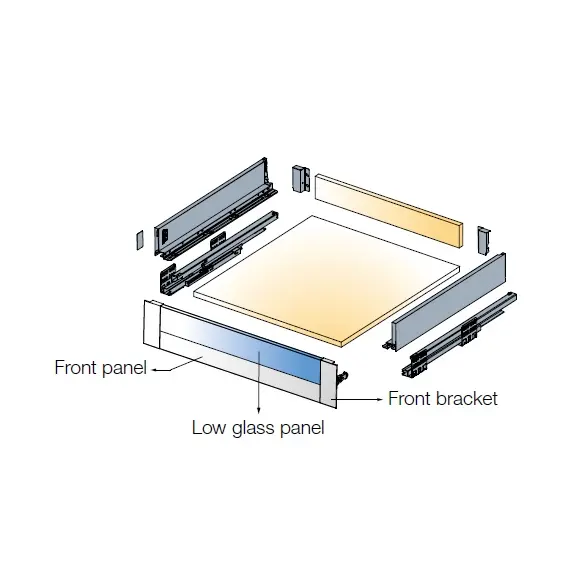 Панель фронтальная внутренняя для ящиков Tekform slimline DW70/145/182 со стеклом, белый арт.655-8085-511-00 - 2