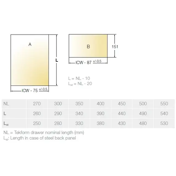 Выдвижной ящик со стеклянными стенками Titus Tekform slimline DW145 450 мм, стекло, антрацит арт. 655-7W45-187-00 - 2