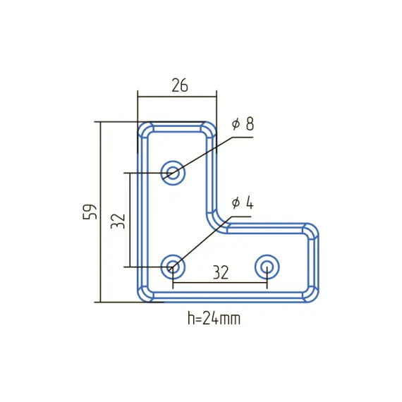 Опора ОСУ-24-К стационарная угловая Н 24 мм хром матовый - 1