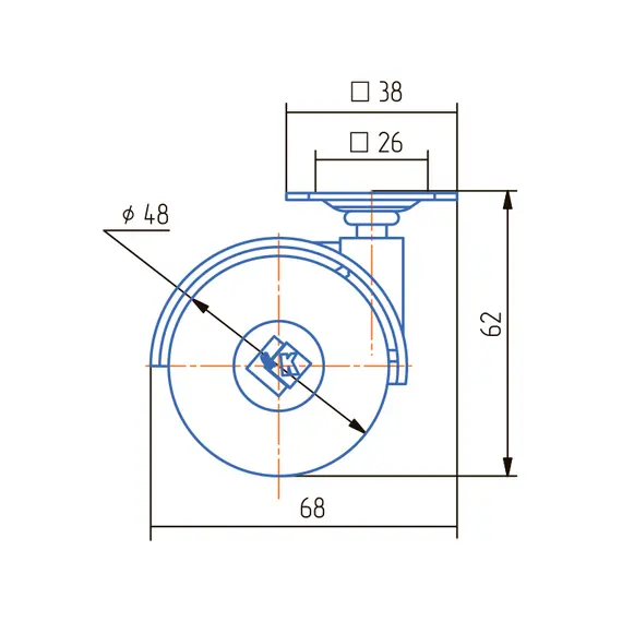 Опора колесная ОК 1 серая  мягкий ход с площадкой - 1