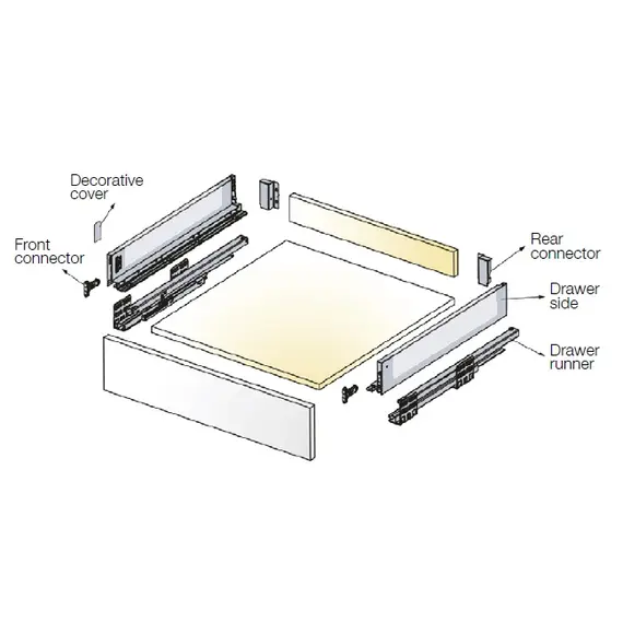 Выдвижной ящик со стеклянными стенками Titus Tekform slimline DW70 400 мм, стекло, антрацит арт. 655-7U40-187-00 - 3