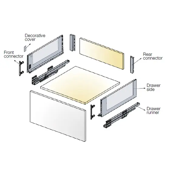 Выдвижной ящик со стеклянными стенками Titus Tekform slimline DW145 500 мм, стекло, белый арт. 655-7W50-152-00 - 4