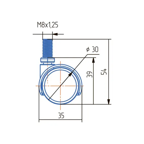 Опора колесная ОК 30мм со штырем черная арт. ОКП-31 - 1
