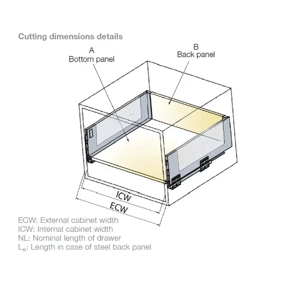 Выдвижной ящик со стеклянными стенками Titus Tekform slimline DW182 450 мм, стекло, белый арт. 655-7X45-152-00 - 3