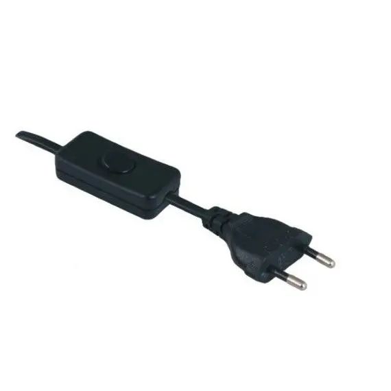 Провод с вилкой 3м 2x0,75mm2 с ручным выключателем черный арт.PRZ-3M-PC1-CZARNY