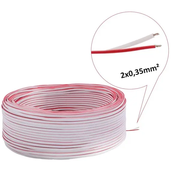 Провод LED 2x0,35mm2, бухта 100 м, белый арт.PRZ-MET-2X0,35-BI