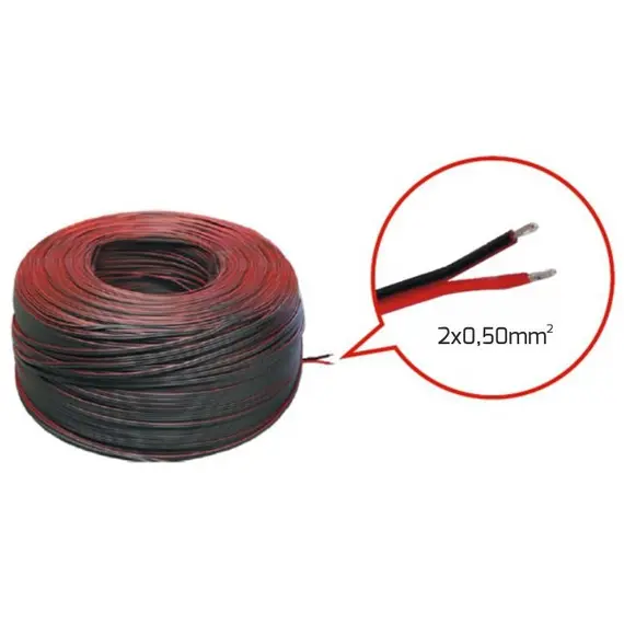 Провод LED 2x0,50mm2, бухта 100 м, черный арт.PRZ-MET-2X0,50CZARNY