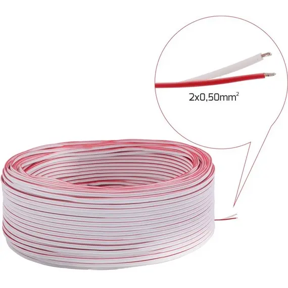 Провод LED 2x0,50mm2, бухта 100 м, белый арт.PRZ-MET-2X0,50-BI