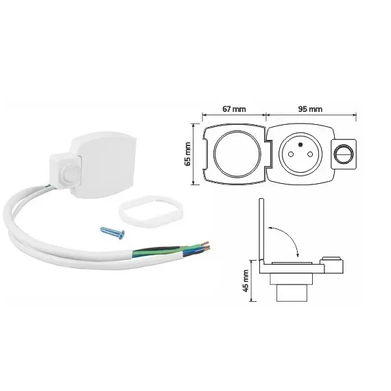 Розетка IP44 с крышкой и выключателем арт.GNI-M-KL-SCH-BI-01 - 3