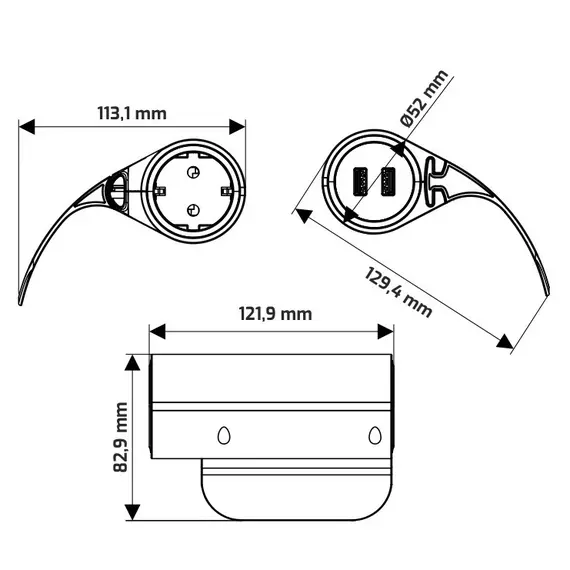 Удлинитель SOFA BOX 1xSchuco(розетка) 2xUSB, провод 2,85 м арт.SOFABOX-1G2U-DE-SZ-01 - 4